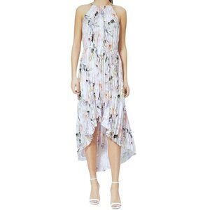 Ted Baker Valetia Elegance Floral Pleated High Low Hem Dress White Size 4